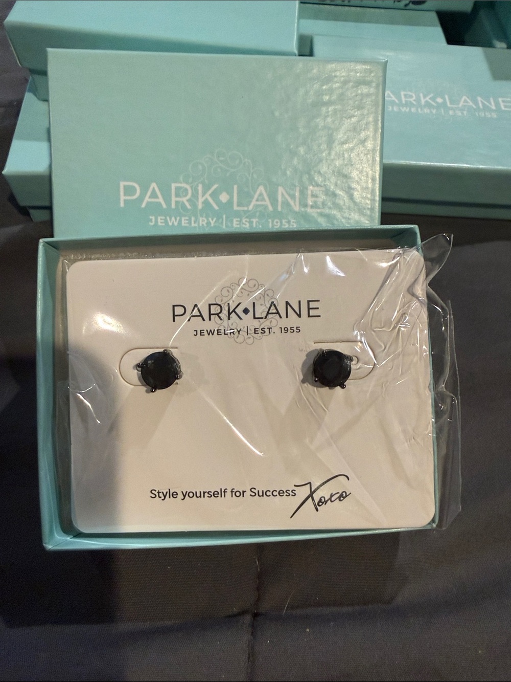 Park Lane Black Round Stud Earrings